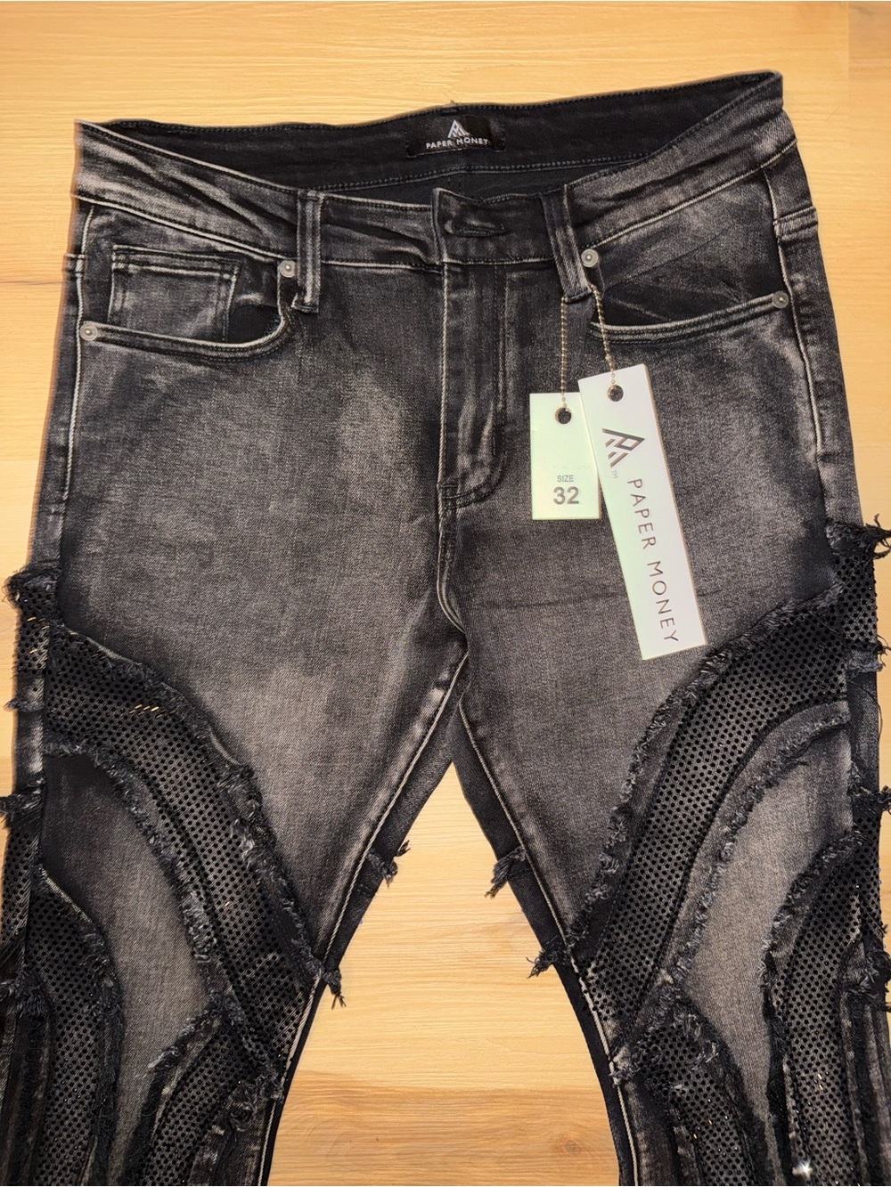 Paper Money Rhinestone Jeans - Picture 2 of 6